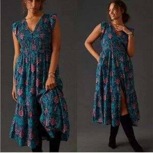 Anthropologie Peregrine Midi Button Down Midi Dress XL